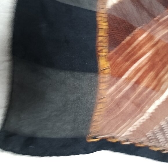 Adrienne Vittadini Brown Silk Oblong Rectangle Scarf - Picture 2 of 8